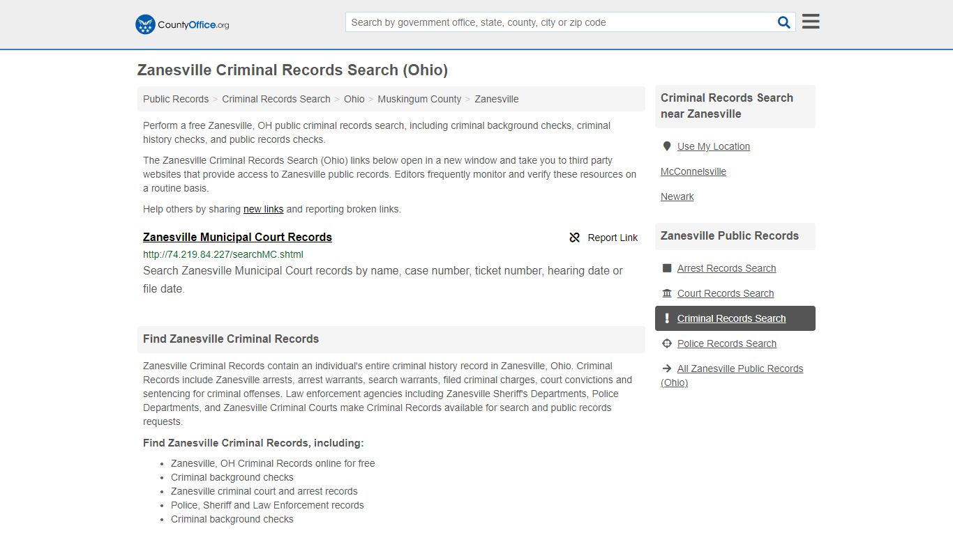 Criminal Records Search - Zanesville, OH (Arrests, Jails ...